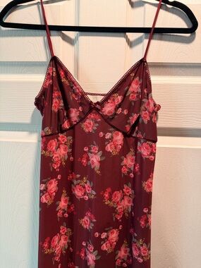 Hippie Rose Burgundy Floral Maxi Dress with Pink Roses